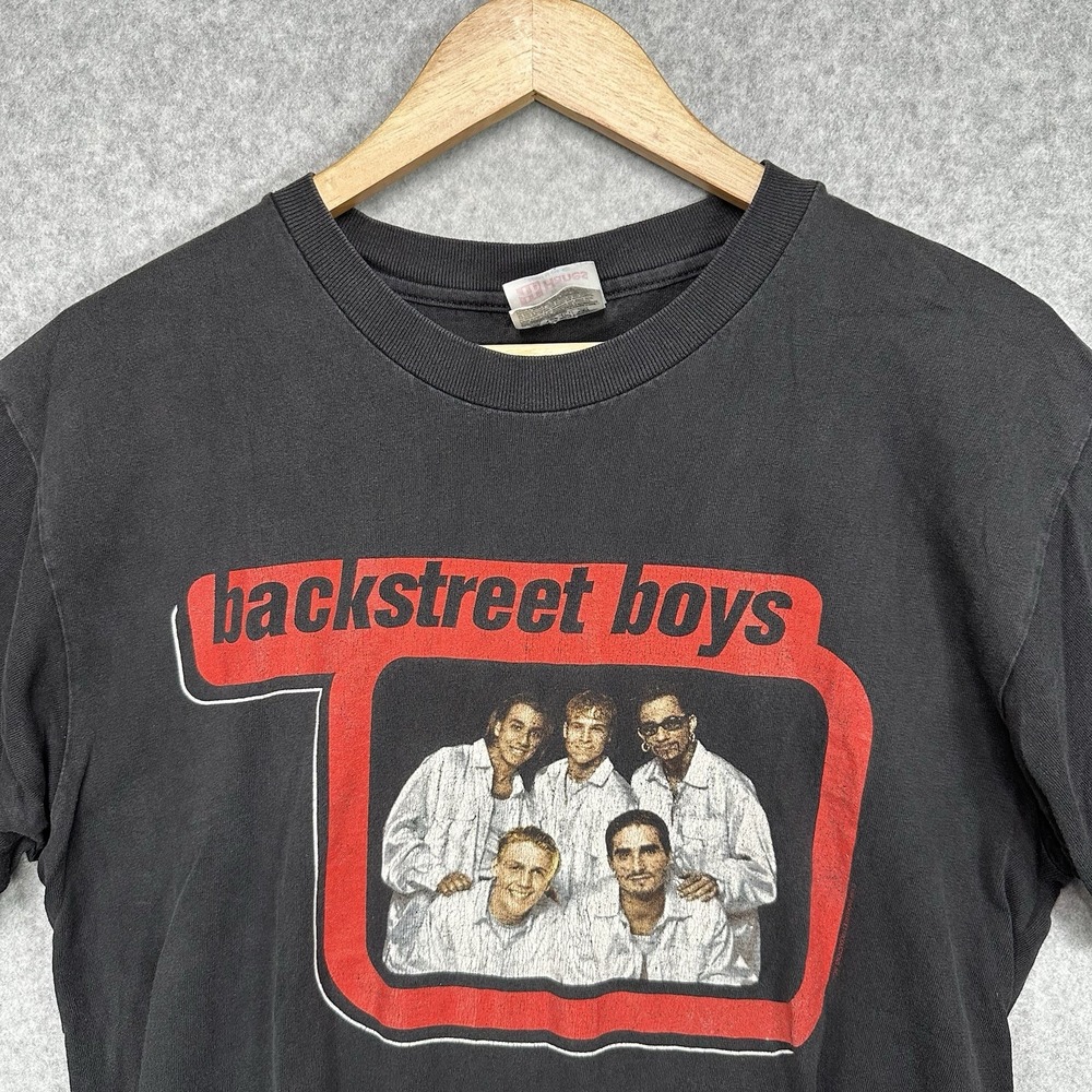 Vintage Backstreet Boys 1998 Tour T-Shirt Adult Medium Black Faded Worn - Picture 2 of 8